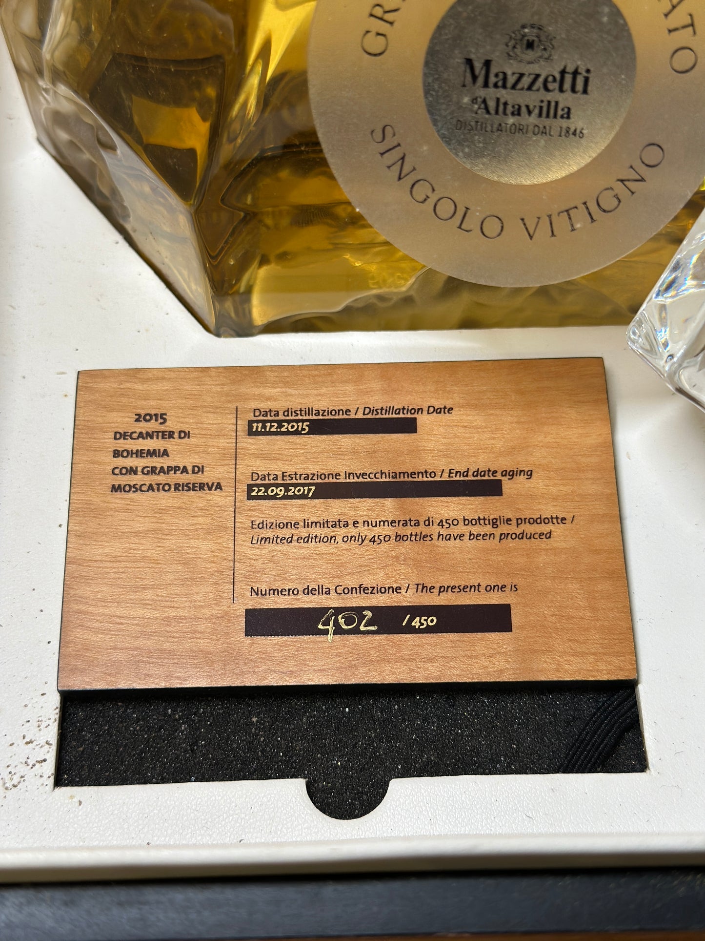 Mazzetti d'Altavilla, Grappa di Moscato 2015